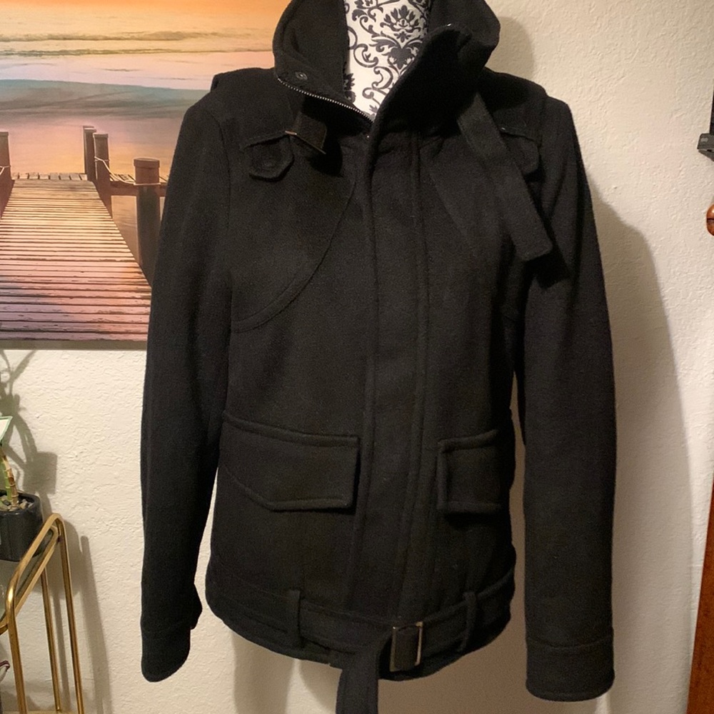 Ad hoc mens wool blend jacket. Black size